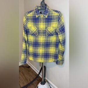 American Eagle Outfitters Yellow and Blue Plaid Shirt